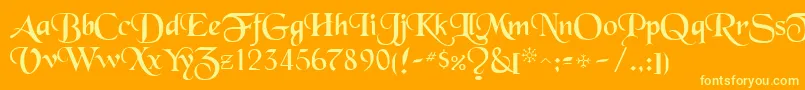 ToloisiRegular-Schriftart – Gelbe Schriften auf orangefarbenem Hintergrund