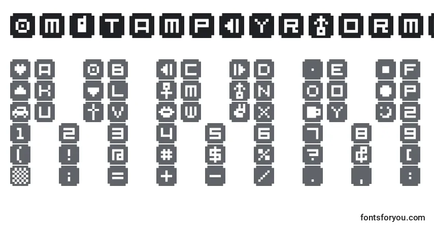 Czcionka BmStampCyrNormal – alfabet, cyfry, specjalne znaki