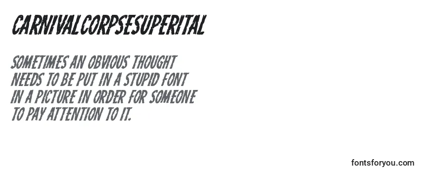 Review of the Carnivalcorpsesuperital Font