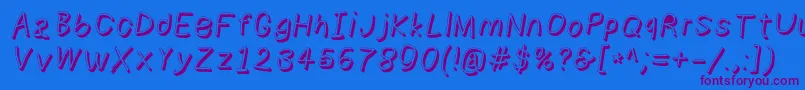 Numbbunnyshdita-Schriftart – Violette Schriften auf blauem Hintergrund