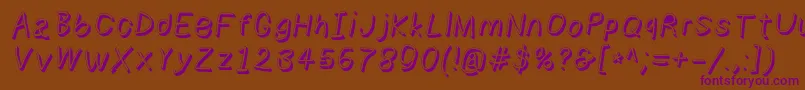 Numbbunnyshdita-Schriftart – Violette Schriften auf braunem Hintergrund