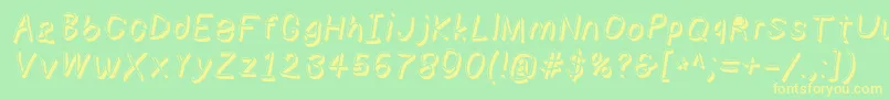 Numbbunnyshdita Font – Yellow Fonts on Green Background