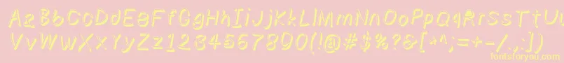 Numbbunnyshdita-Schriftart – Gelbe Schriften auf rosa Hintergrund