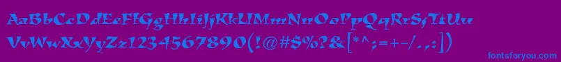 KigalistdRoman-fontti – siniset fontit violetilla taustalla