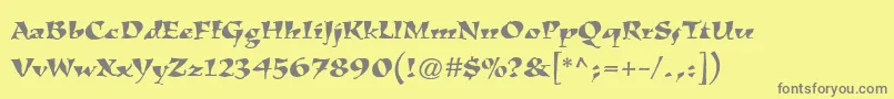 KigalistdRoman-fontti – harmaat kirjasimet keltaisella taustalla