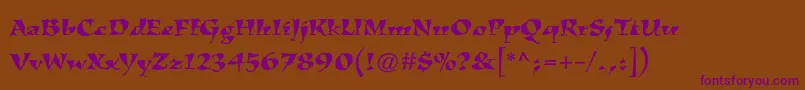 KigalistdRoman-fontti – violetit fontit ruskealla taustalla