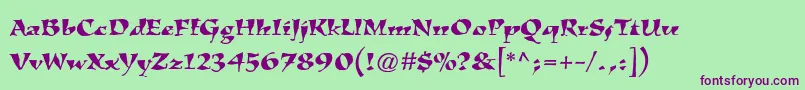 KigalistdRoman-fontti – violetit fontit vihreällä taustalla