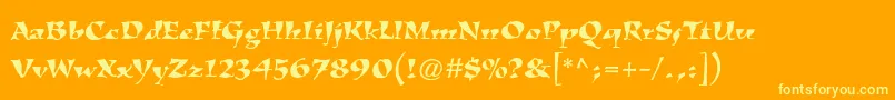 Шрифт KigalistdRoman – жёлтые шрифты на оранжевом фоне