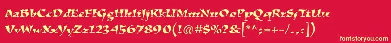 KigalistdRoman-fontti – keltaiset fontit punaisella taustalla