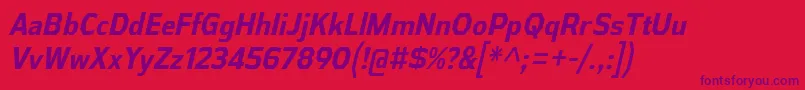 フォントAthabascaCdBdIt – 赤い背景に紫のフォント
