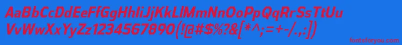 AthabascaCdBdIt Font – Red Fonts on Blue Background