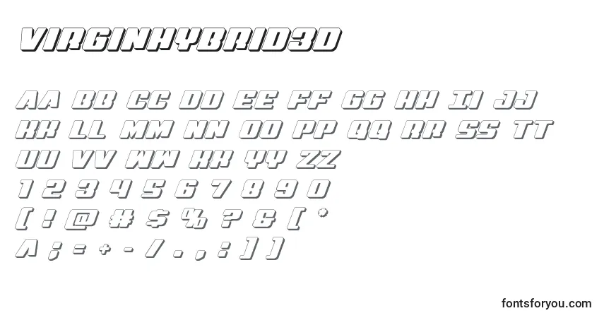Virginhybrid3D-fontti – aakkoset, numerot, erikoismerkit