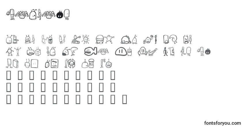 Czcionka Tombots – alfabet, cyfry, specjalne znaki
