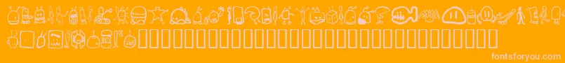 Tombots-Schriftart – Rosa Schriften auf orangefarbenem Hintergrund