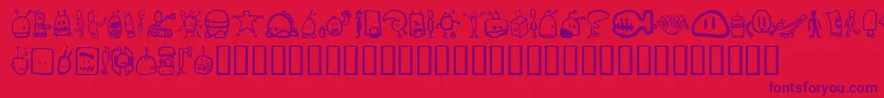Tombots-Schriftart – Violette Schriften auf rotem Hintergrund