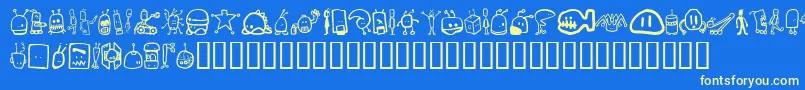 Tombots Font – Yellow Fonts on Blue Background