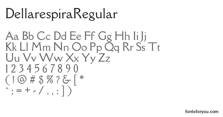 DellarespiraRegularフォント–アルファベット、数字、特殊文字