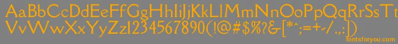 DellarespiraRegularフォントについての詳細 フォントDellarespiraRegular – オレンジの文字は灰色の背景にあります。