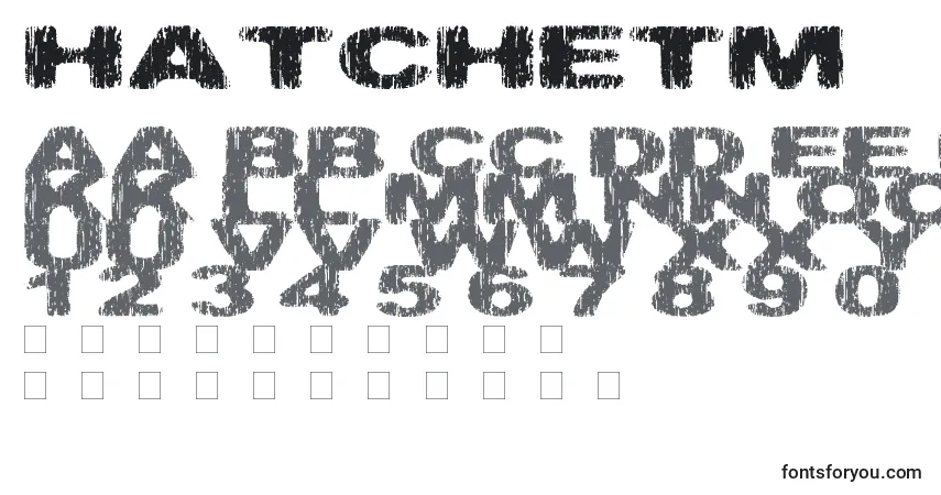 Schriftart Hatchetm – Alphabet, Zahlen, spezielle Symbole