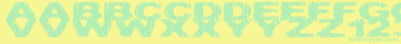 Hatchetm-Schriftart – Grüne Schriften auf gelbem Hintergrund