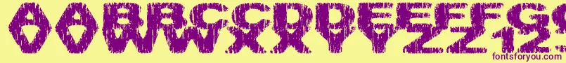 Hatchetm-Schriftart – Violette Schriften auf gelbem Hintergrund