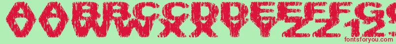 Hatchetm-Schriftart – Rote Schriften auf grünem Hintergrund