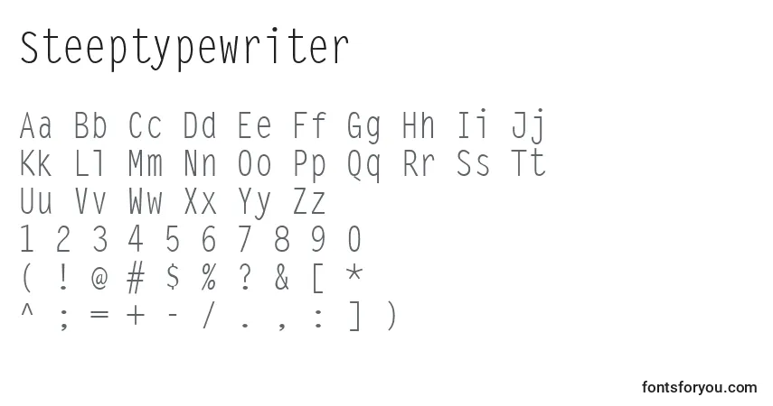 Fuente Steeptypewriter - alfabeto, números, caracteres especiales