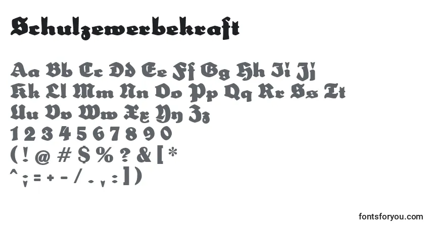 Czcionka Schulzewerbekraft – alfabet, cyfry, specjalne znaki
