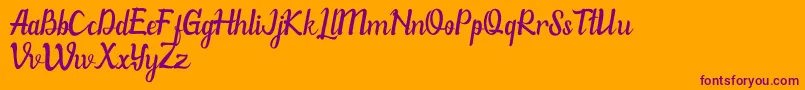 WillonaPu-Schriftart – Violette Schriften auf orangefarbenem Hintergrund