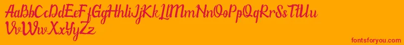 WillonaPu-Schriftart – Rote Schriften auf orangefarbenem Hintergrund