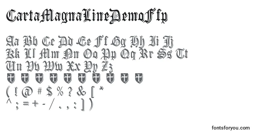 Czcionka CartaMagnaLineDemoFfp – alfabet, cyfry, specjalne znaki