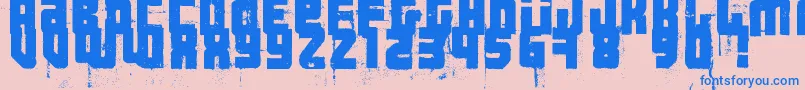 3ThehardWayRmx-fontti – siniset fontit vaaleanpunaisella taustalla
