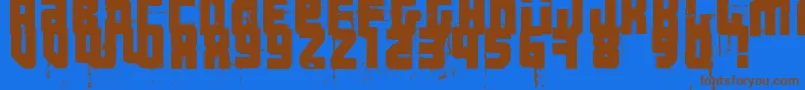 フォント3ThehardWayRmx – 茶色の文字が青い背景にあります。