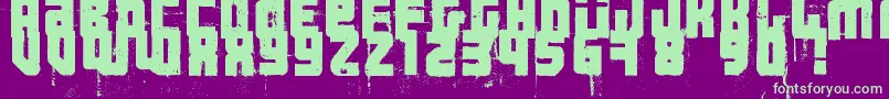 Czcionka 3ThehardWayRmx – zielone czcionki na fioletowym tle