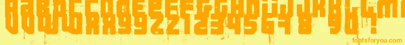 3ThehardWayRmx-fontti – oranssit fontit keltaisella taustalla