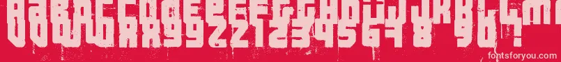 3ThehardWayRmx-fontti – vaaleanpunaiset fontit punaisella taustalla