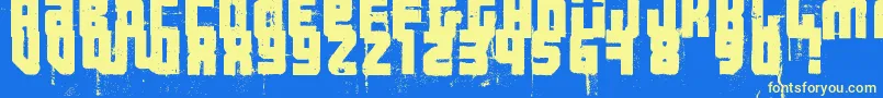 3ThehardWayRmx-fontti – keltaiset fontit sinisellä taustalla
