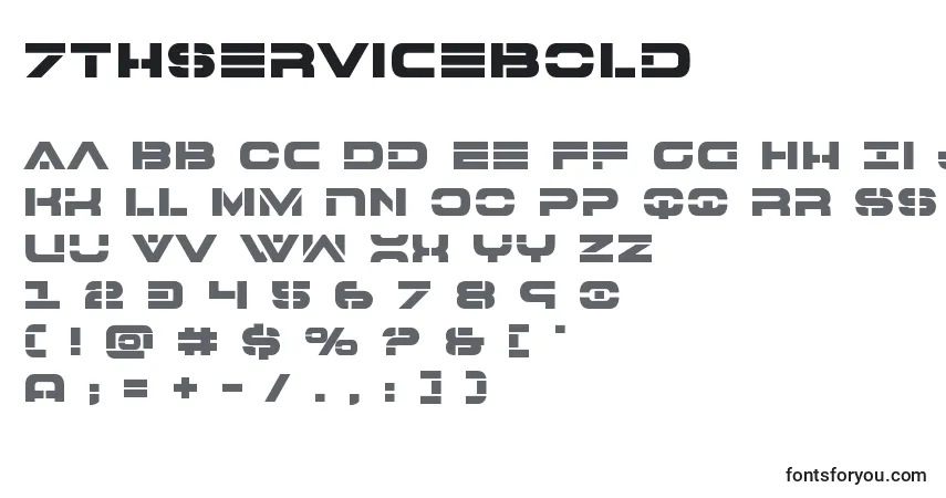 Шрифт 7thservicebold – алфавит, цифры, специальные символы