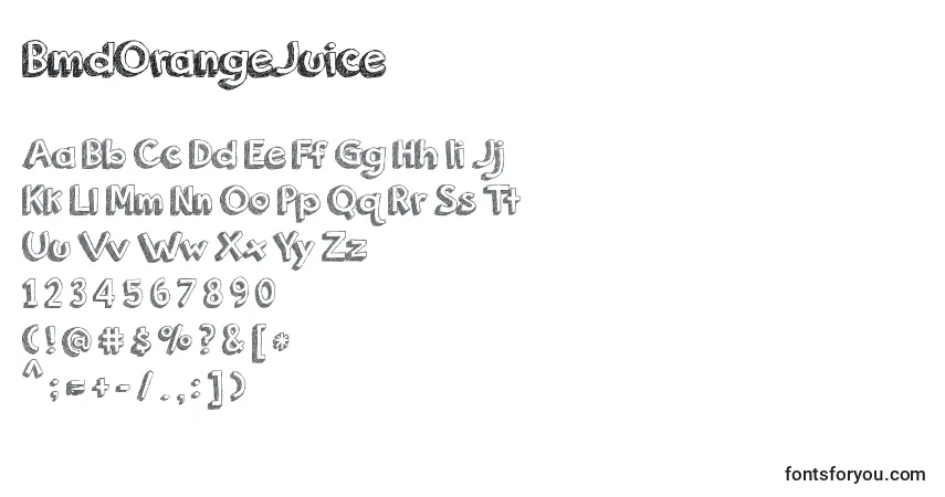 Czcionka BmdOrangeJuice – alfabet, cyfry, specjalne znaki