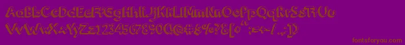 BmdOrangeJuice-Schriftart – Braune Schriften auf violettem Hintergrund