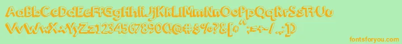 BmdOrangeJuiceフォントについての詳細 フォントBmdOrangeJuice – オレンジの文字が緑の背景にあります。