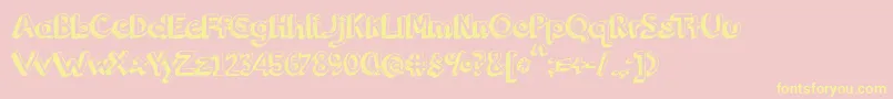 BmdOrangeJuice-fontti – keltaiset fontit vaaleanpunaisella taustalla
