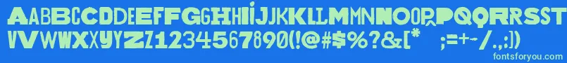 Bakuninregular Font – Green Fonts on Blue Background