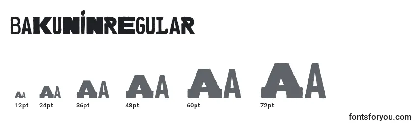 Размеры шрифта Bakuninregular