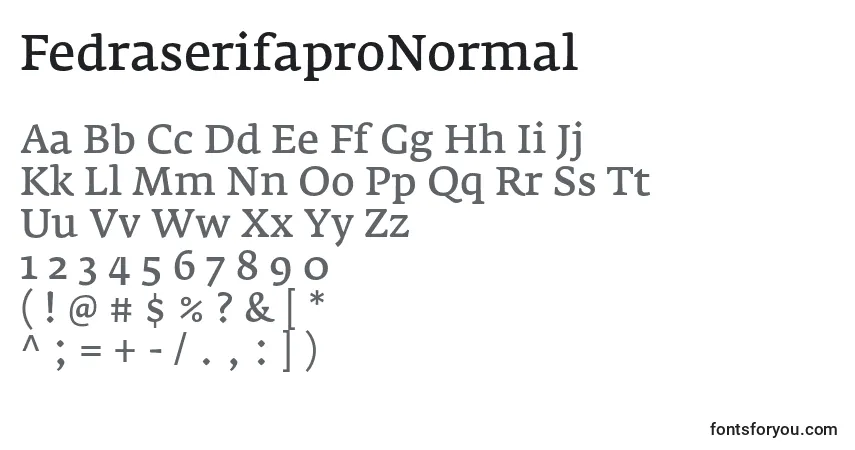 Schriftart FedraserifaproNormal – Alphabet, Zahlen, spezielle Symbole