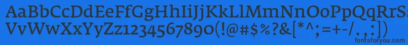 FedraserifaproNormal-Schriftart – Schwarze Schriften auf blauem Hintergrund