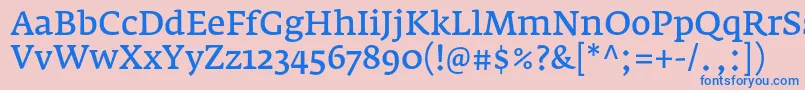 FedraserifaproNormal-Schriftart – Blaue Schriften auf rosa Hintergrund