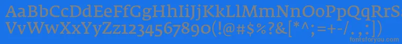 FedraserifaproNormal-Schriftart – Graue Schriften auf blauem Hintergrund
