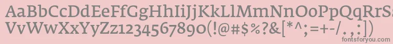 FedraserifaproNormal-fontti – harmaat kirjasimet vaaleanpunaisella taustalla