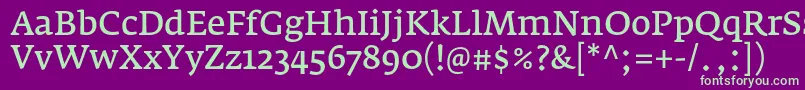 FedraserifaproNormal Font – Green Fonts on Purple Background